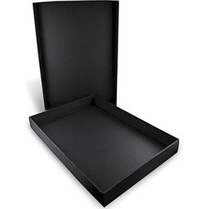 Honsell 81331 - Zwarte opbergdoos met deksel voor DIN A4-formaten - binnenafmetingen: ca. 32,5 x 23,0 x 3,5 cm - robuuste doos van zwart karton met satijnen afwerking - zwart
