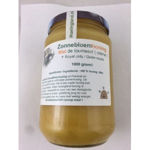 Honingland : Zonnebloemhoning & Royal Jelly, miel de tournesol & gelée royale ( crème ) 1000 gram.