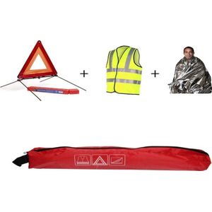 Auto 3-delige Veiligheid Auto kit  gevarendriehoek + veiligheidsvest + Isolatiedeken