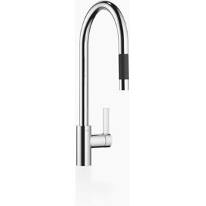 Dornbracht Tara Ultra 1 gats keukenkraan met uittrekbare hoge ronde uitloop met handdouche 360° draaibaar sprong 24cm chroom 33870875-00