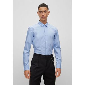 HUGO - Jenno - Overhemd - Lichtblauw - Katoen, Slim Fit, Lange Mouw