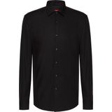 HUGO - Slim Fit Overhemd - Zwart - Poplin - Lange Mouwen