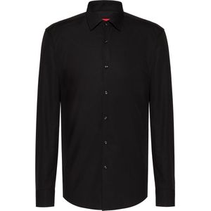 HUGO - Slim Fit Overhemd - Zwart - Poplin - Lange Mouwen