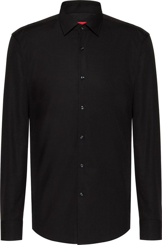 HUGO - Slim Fit Overhemd - Zwart - Poplin - Lange Mouwen