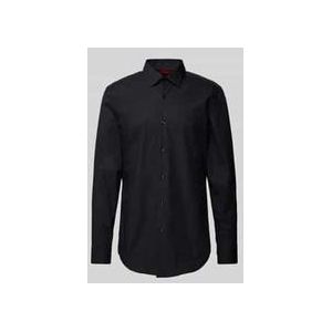 HUGO - Slim Fit Overhemd - Zwart - Poplin - Lange Mouwen