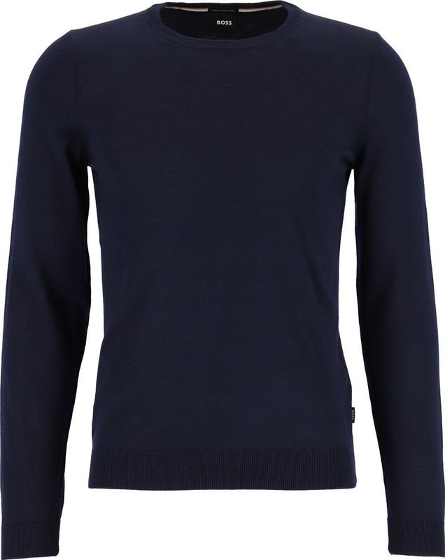 BOSS - Leno - Heren Trui - Donkerblauw - 100% Wol