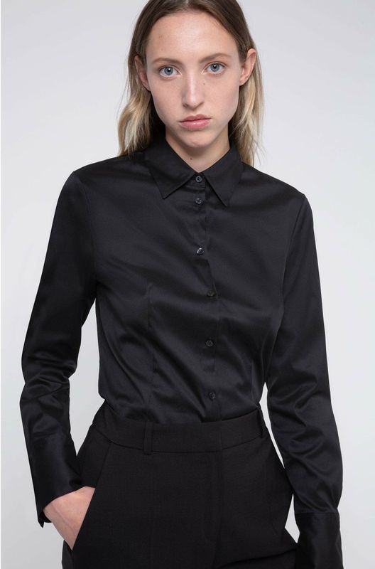 HUGO - Fitted 10211515 Overhemd - Blauw - Katoenmix - Slim Fit