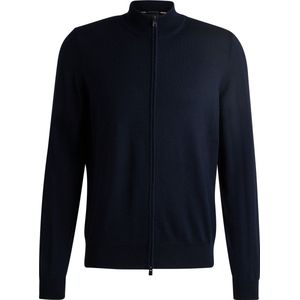 Hugo Boss - Blauwe Wollen Cardigan met Dubbele Rits voor Heren
