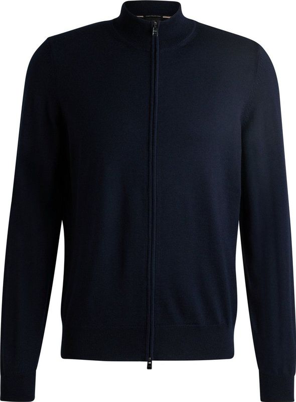 Hugo Boss - Blauwe Wollen Cardigan met Dubbele Rits voor Heren