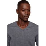 BOSS - Gebreide Trui - Blauw - 100% Scheerwol - V-hals