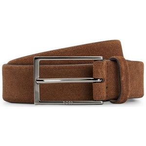BOSS Calindo Sz35 Herenriem van suède met logo en gesp in staalkleuren, bruin, 95, Bruin