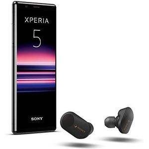 Sony Xperia 5 Bundle, FHD+ HDR OLED-display 21:9, 6GB RAM, 128GB geheugen, zwart + WF-1000XM3 True Wireless Noise Cancelling koptelefoon zwart
