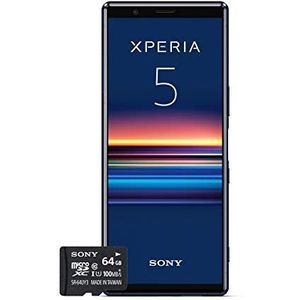 Sony Xperia 5 Bundle, 6,1 inch FHD+ HDR OLED 21:9, 6 GB RAM, 128 GB, blauw + gratis 64 GB geheugenkaart [exclusief op Amazon DE]