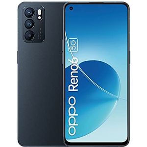 OPPO Reno6 5G Smartphone - 16,25 cm (6,43 inch) AMOLED-display, 8 GB RAM, 128 GB intern geheugen, 64 MP triplecamera, 4300 mAh batterij [inclusief Amazon voucher], Stellar Black