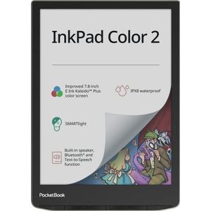 PocketBook e-Book Reader 'InkPad Color 2' (Duitse versie) 32 GB geheugen, 19,8 cm (7,8 inch) E-Ink Kaleido-display, IPX8 - Moon Silver