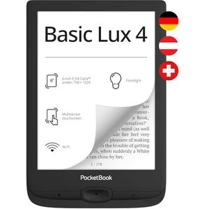 Pocketbook E-Book Basic Lux 4 E-Bookreader met 8 GB geheugen, 15,2 cm (6 inch) E-Ink Carta-display, zwart