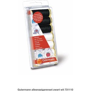 Gutermann - Schroefdraadset Naai-All - Wit/Zwart - 100% Polyester - 7 Rollen