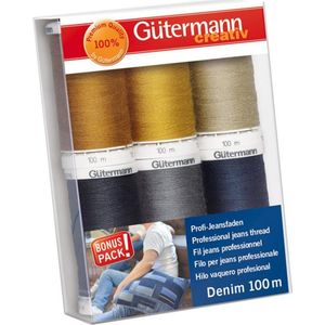 Gütermann - Diverse Kleuren Denim - Naaien Draad Set - 100m - 6 Stukken
