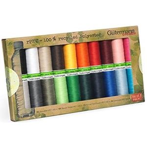 Gutermann Creativ Allesnaaigaren - rPET 100% gerecycled polyester, 100 m 20 spoelen, hand- en machinaal genaaid, diverse kleuren
