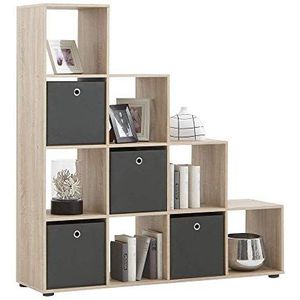 FMD Mega boekenkast met 16 vakken, hout Modern design 138,5 x 143,5 x 33 cm Eik