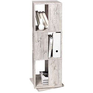 FMD Moebel 291-001 Tower Draairek, met drie vakken, hout, eiken, 34 x 34 x 108 cm, zandkleurig