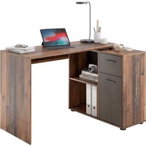 FMD Hoekbureau AUGSBURG Bureau/sideboard met opbergruimte, draaibaar, breedte 117/148 cm