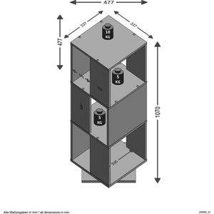 FMD Draaikast open ontwerp 34x34x108 cm betongrijs