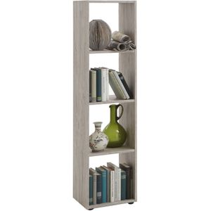 FMD furniture Boekenkast ruimteverdeler mappenrek met 4 vakken, staand of liggend in zandeiken voor woonkamer, kantoor, kinderkamer