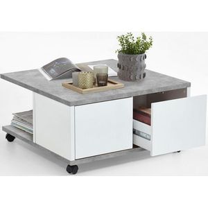 Couchtisch auf Rollen mit 2 Schubladen und 2 Nischen L70 cm - Twin