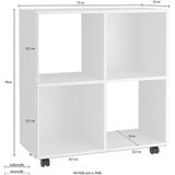 FMD Möbel, kantoorplank, boekenplank op wieltjes, ideaal voor A4-mappen, wit, 72 x 77 x 33 cm (B x H x D)