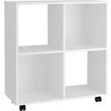 FMD Möbel, kantoorplank, boekenplank op wieltjes, ideaal voor A4-mappen, wit, 72 x 77 x 33 cm (B x H x D)