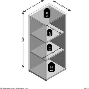 FMD-Opbergkast-met-3-vakken-47,1x39,9x112,5-cm-wit