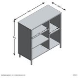 FMD Dressoir met 5 Open Vakken - Artisan Eikenkleurig en Donkergrijs