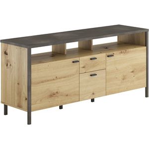 Tv-meubel In-Loft 164cm - oude eik/zwart