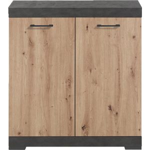 FMD Kast met 2 deuren 80x34,9x89,9 cm grijs en artisan eikenkleurig