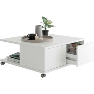 FMD Möbel Twin 1 salontafel, rechthoekig, hout, wit