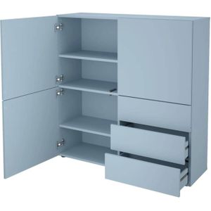 FMD Kast 3 Lades & 3 Deuren 99x31,5x101,2 cm Blauw