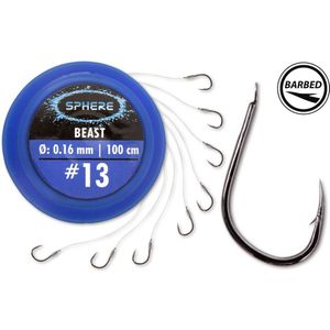 Browning Sphere Hooks To Nylon (8 pcs) Haak Beast Spade - Barbed 100cm - Maat : Haak 13 - 0.16mm