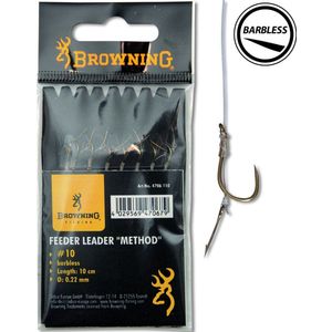 Browning Feeder Leader Method Barbless 10cm Maat : Haak 14 - 0.18mm
