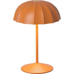 Sompex Tafellamp Ombrellino | Led | Orange - indoor / outdoor / voor binnen en buiten met oplaadstation USB voor draadloos opladen - 2700-3000k - kleur in warm of koel wit instelbaar - Design acculamp