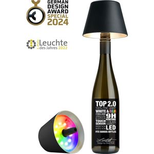 Sompex Flessenlamp "" TOP "" met houdbare kurk| Led| Zwart - indoor - outdoor - oplaadbaar acculamp met RGB / verschillende kleuren