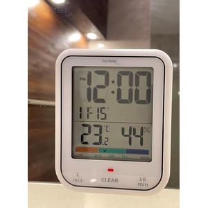 technoline WT380 Digitale badkamerklok met hygrometer en thermometer, waterdicht, douchetimer, countdown-functie, groot lcd-display, datumweergave, wit