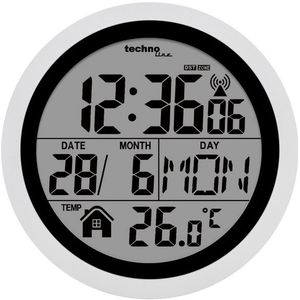 Radio gestuurde badkamerklok - Wandklok met zuignappen - Thermometer - Datum - Technoline