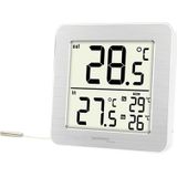 Technoline WS749 digitale thermometer met twee temperatuurmetingen: via kabelsonde (kabellengte 1,5 m) en via de thermometer zelf, wit, zilver