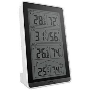 Technoline WS 76 temperatuurstation, incl. 3 sensoren voor binnen en buiten, wit/zwart, 8,2 x 4,1 x 13,4 cm, 8,2x4,1x13,4 cm