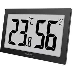 Technoline thermometer - hygrometer, XXL, WS9465 thermometer, zeer goed afleesbaar display, zwart, met jumbo LCD voor kantoor hotel foyer