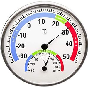 analoge thermometer WA35, ronde thermo-hygrometer met comfortweergave, analoge vochtigheidsweergave