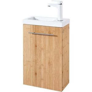 welltime Wastafelonderkast Bamboe New Breedte 40 cm, voor de gastenbadkamer, SlimLine