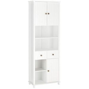 Home affaire Hochschrank "Vili", Badezimmerschrank, Höhe 175 cm, 2 Schubladen, 3 Türen, aus Massivholz