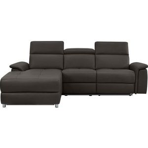 Places of Style Ecksofa "Pareli, L-Form, 259cm,m. Recamiere, Echtleder, Kunstleder, Webstoff", man. o. elektr. Relaxfunktion, USB/Kopfteilverstellg u. LED
